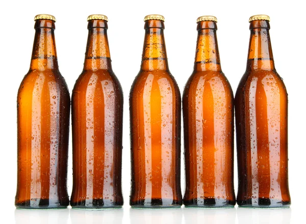 Botellas de cerveza aisladas en blanco —  Fotos de Stock