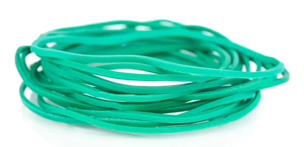 Green rubber bands isolated on white — Stock Photo, Image