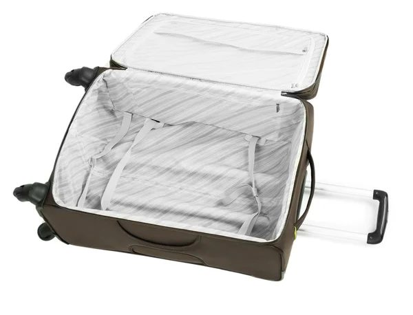 Boş bavul üzerinde beyaz izole — Stok fotoğraf