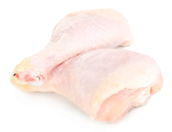 Jambes de poulet crues isolées sur blanc — Photo