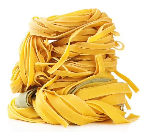 Raw homemade pasta, isolated on white — Stock Photo, Image
