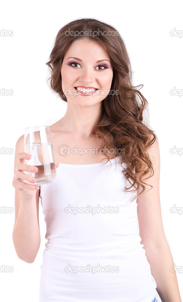 Young girl drinks water