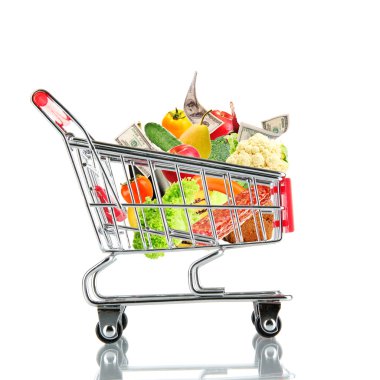 Tam beyaz izole arabası, alışveriş