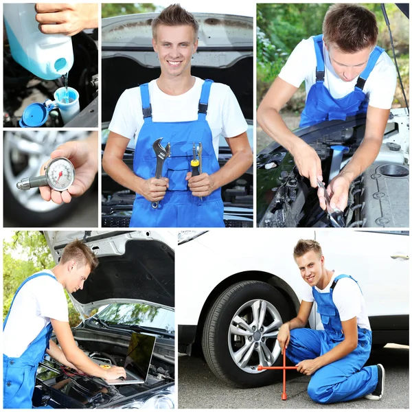 Collage of car mechanic — Stock Photo, Image