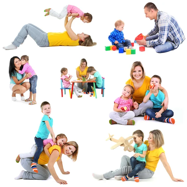 Set photos of happy families — Stock Photo, Image