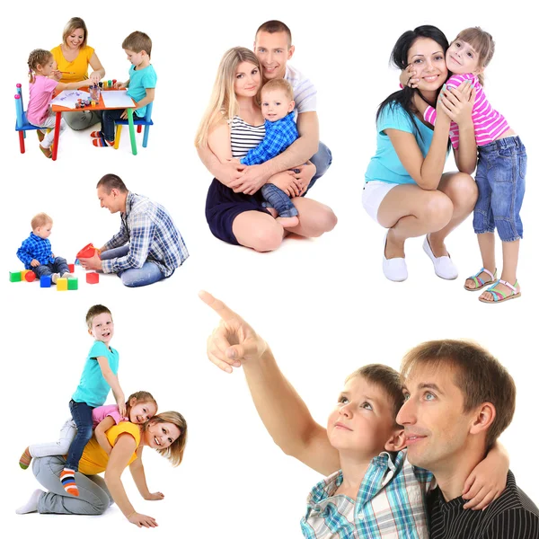 Set photos of happy families — Stock Photo, Image