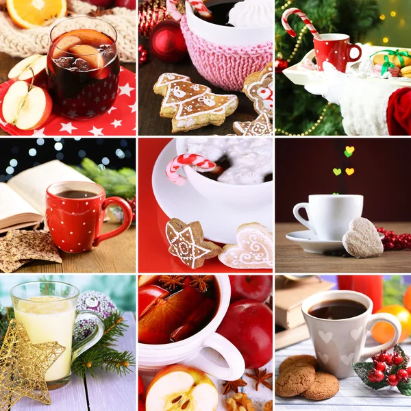 Bebidas de Navidad collage —  Fotos de Stock