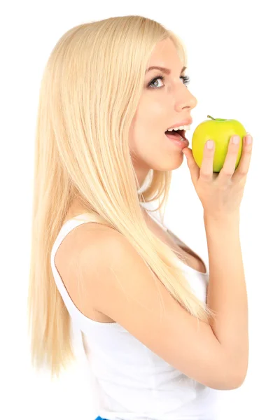 Young woman with apple — Stock Photo, Image