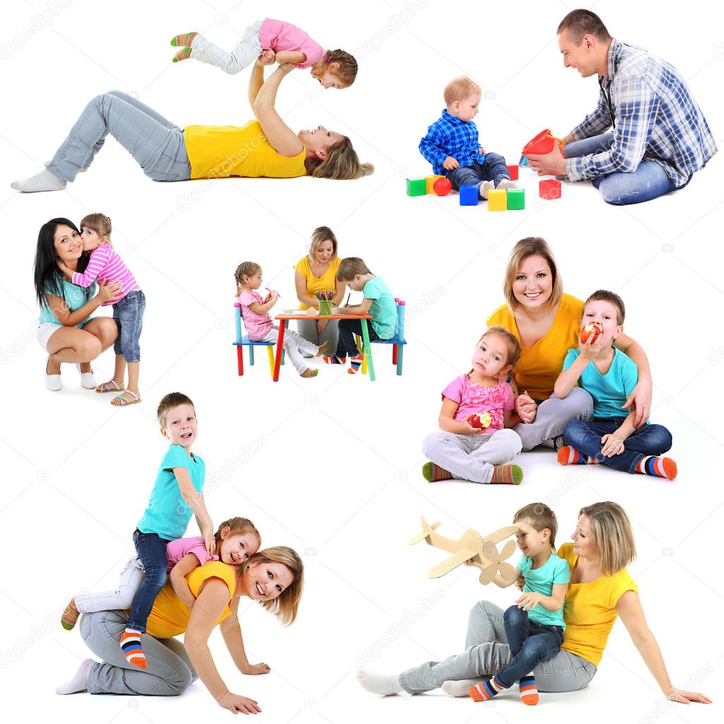 Set photos of happy families