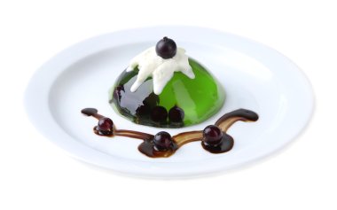 yeşil jöle blackcurrant çilek ile
