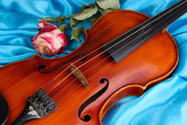 Violino classico su sfondo tessuto — Foto Stock