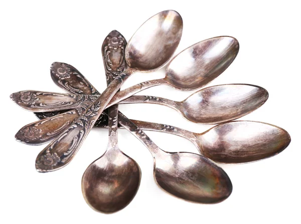 Old vintage spoons, isolated on white — Stock Photo, Image