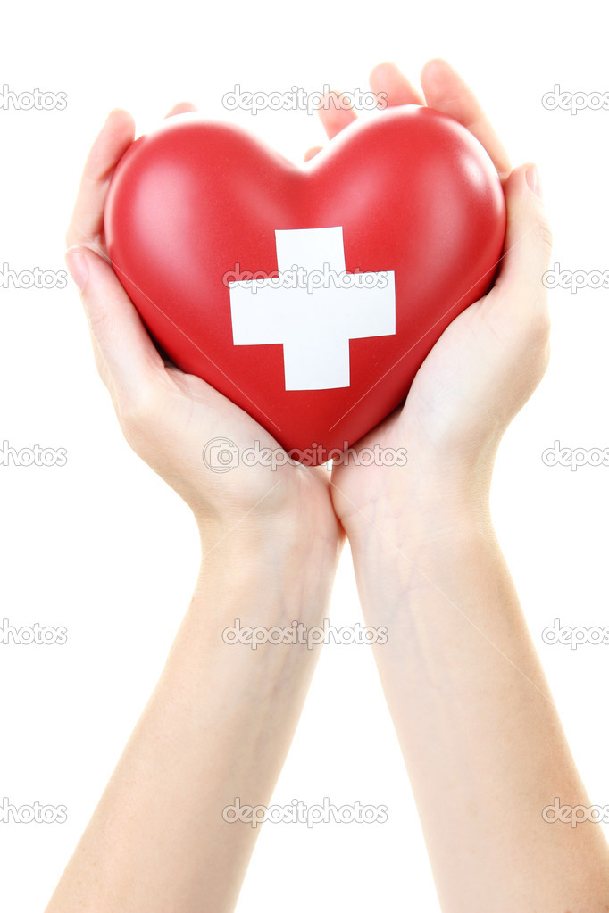Red heart with cross sign