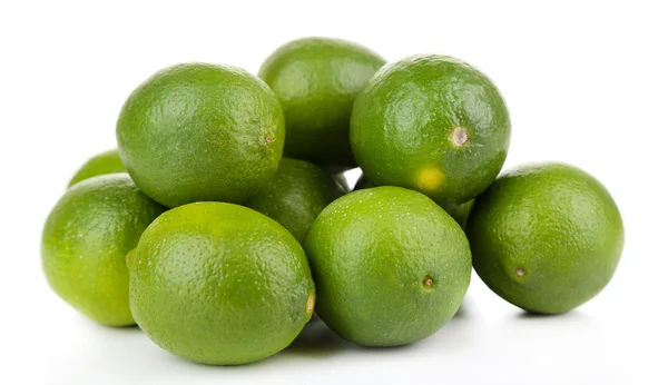 Fresh juicy limes, isolated on white — Stock Photo, Image