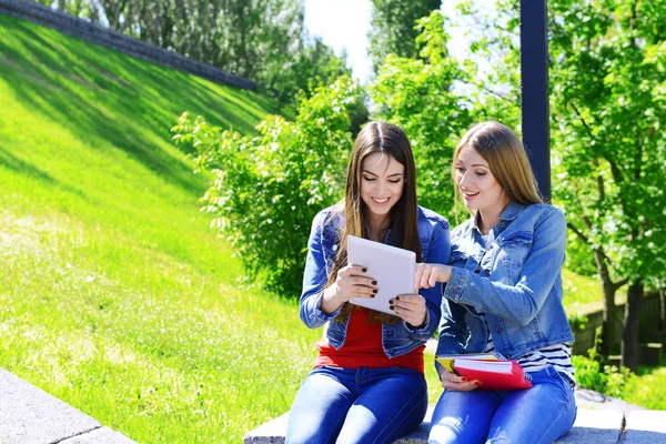 Estudantes felizes no parque — Fotografia de Stock