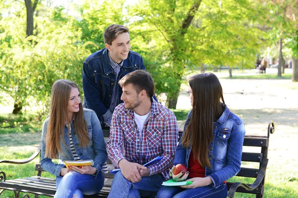 Estudiantes felices en el parque — Foto de Stock