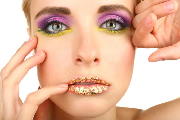 Beautiful woman with bright make-up, close up — Stock Photo, Image