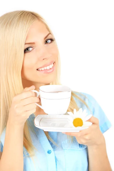 Giovane donna con tazza di tè — Foto Stock