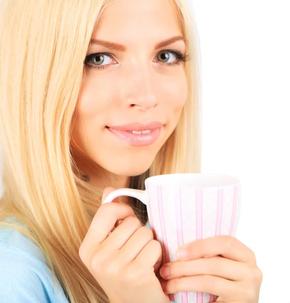 Young woman with cup of tea — Stock Photo, Image