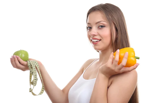 Chica con comida saludable —  Fotos de Stock