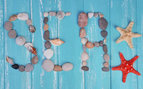 Word sea made from sea shells — Stock Photo, Image