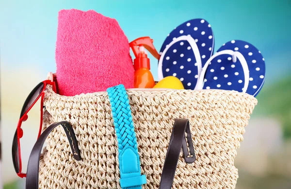 Summer wicker bag — Stock Photo, Image