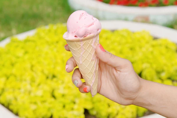 Ice cream in hand — Stock Photo, Image