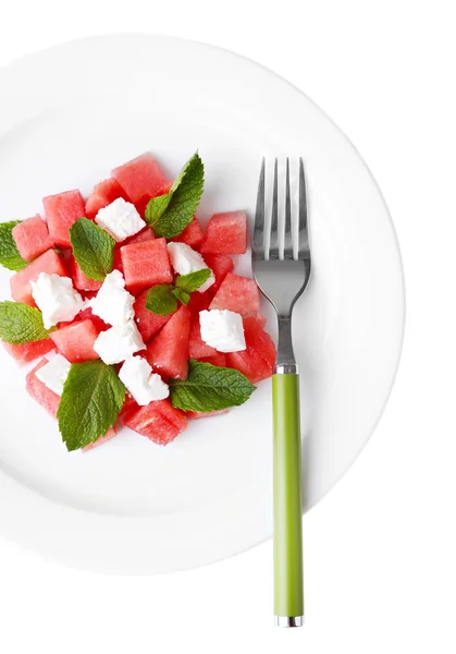 Sallad med vattenmelon och fetaost — Stockfoto