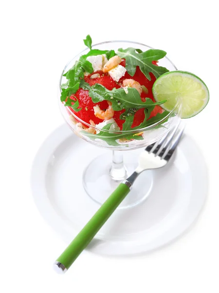 Sallad med vattenmelon och fetaost — Stockfoto