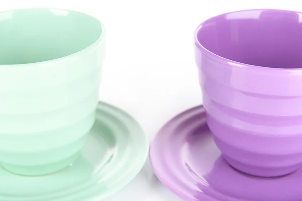 Bright cups and saucers — Stock Photo, Image