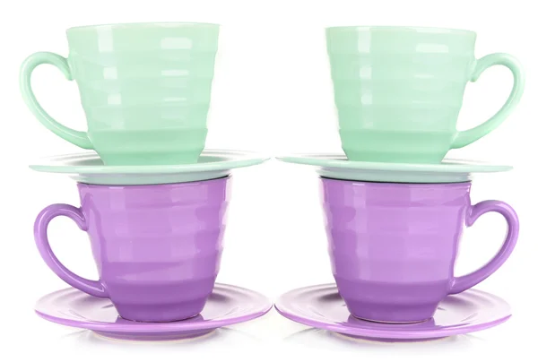 Яскраві чашки і тарілки — стокове фото