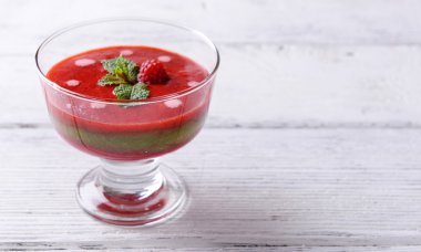 Bir bardak ahududu püresi.