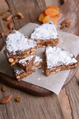 Lezzetli pasta panforte tablo yakın çekim üzerinde