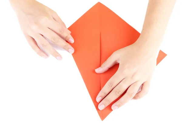 Manos haciendo origami — Foto de Stock