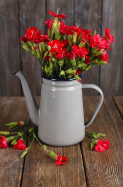 ahşap zemin üzerinde saksı çiçekleri