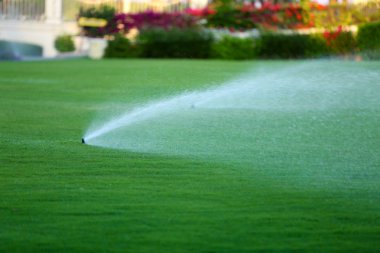 Automatic sprinklers watering grass clipart