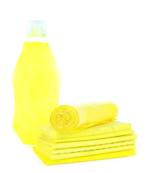 Productos de limpieza aislados en blanco —  Fotos de Stock