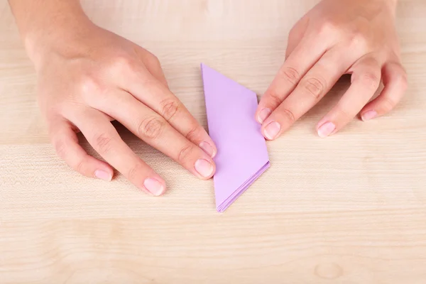 Mani che fanno origami figura — Foto Stock