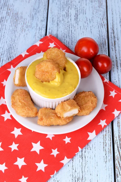 Chicken nuggets with sauce — Stock Photo, Image