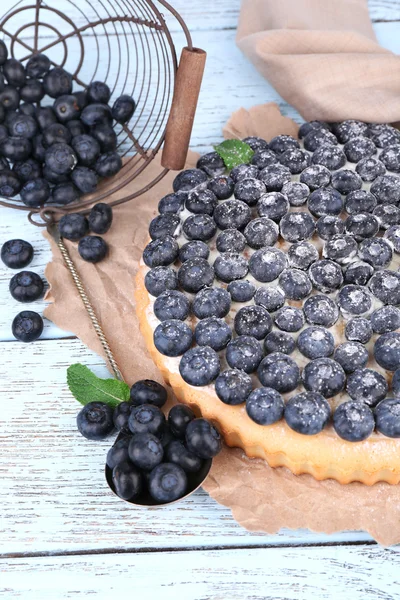 Torta fatta in casa con mirtilli — Foto Stock