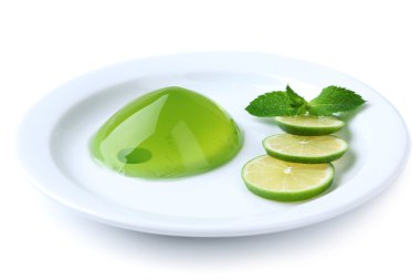 yeşil jöle ile nane yaprakları