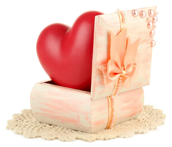 Heart in wooden casket — Stock Photo, Image