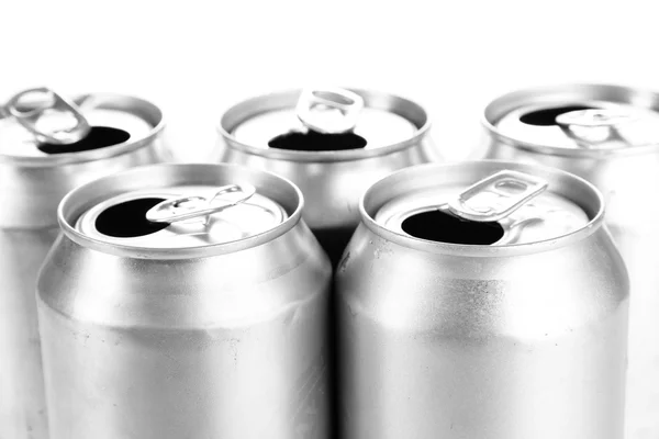 Metal beer cans close up — Stock Photo, Image