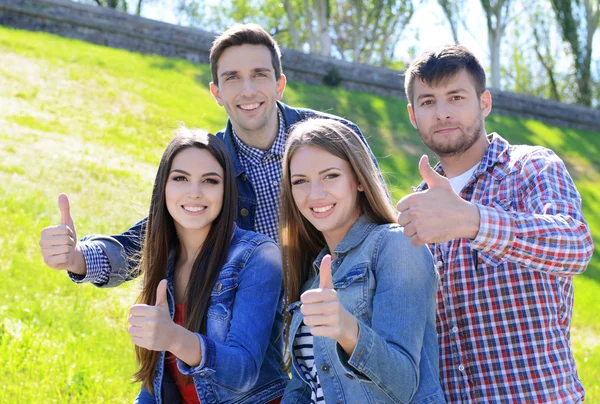 Happy students in park — Stock Photo, Image