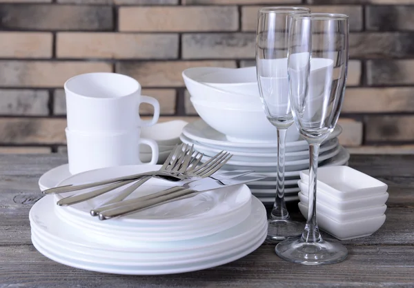 Set of white dishes — Stock Photo, Image