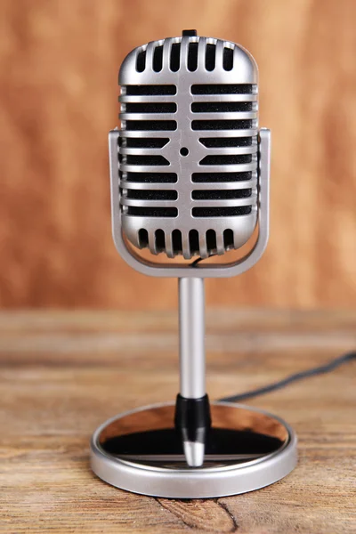 Vintage microphone on table — Stock Photo, Image