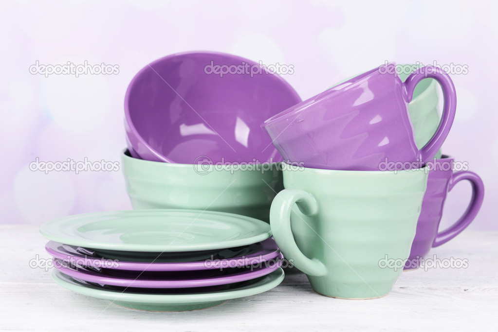 Bright dishes on table
