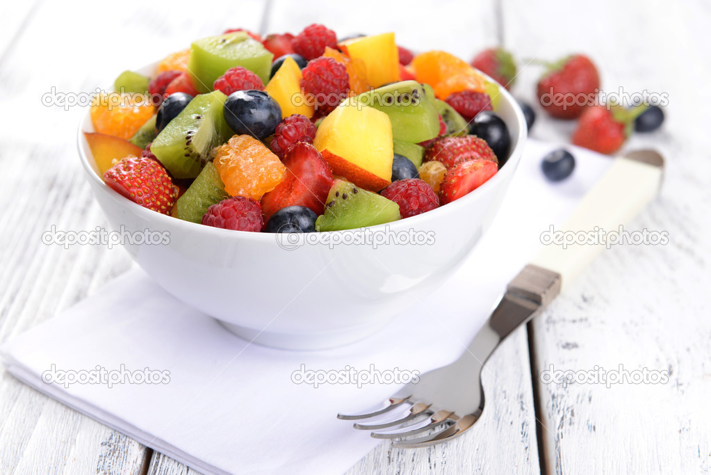 Delicious fruits salad in plate