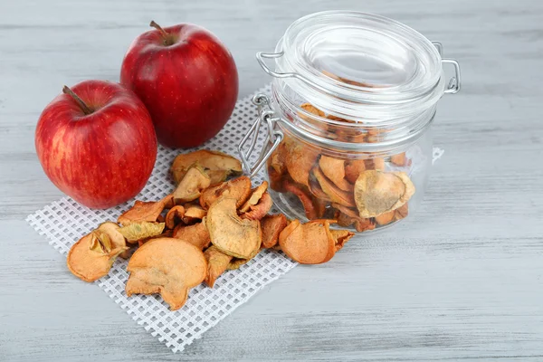 Fresh apples and dried apples — Stock Photo, Image