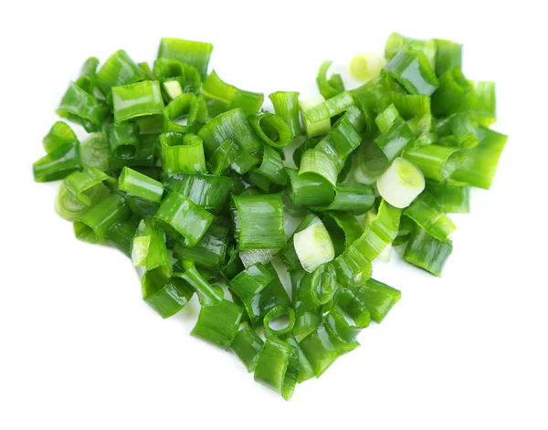 Heart shape of chopped green onion — Stock Photo, Image